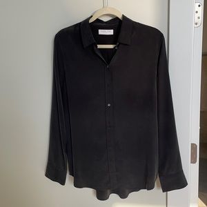 Everlane black silk blouse